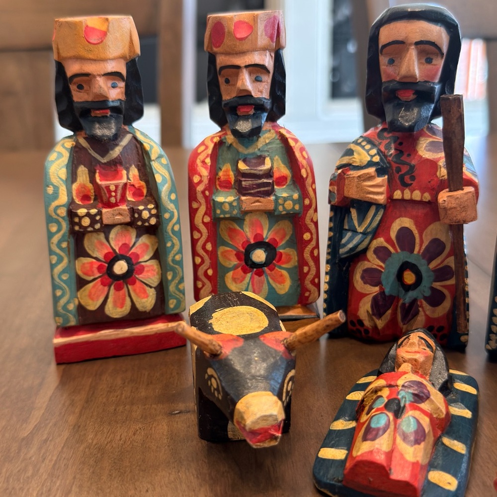 Hand-Painted Wooden Nativity Set - Multicolor Folk Art - Picture 2 of 13
